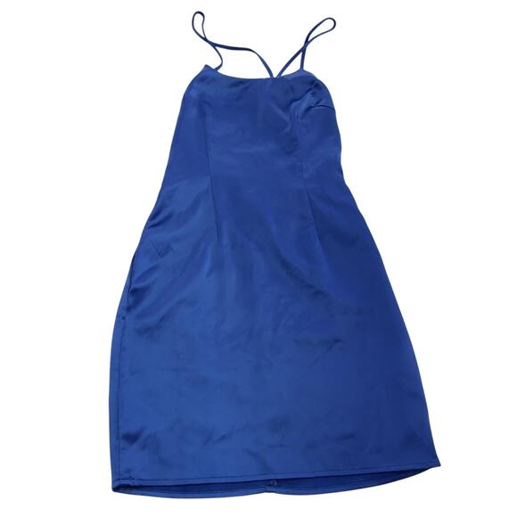 Superdown Dress Womens XXS Blue Yve Satin Strappy Mini Bodycon Party Cocktail - Picture 3 of 8